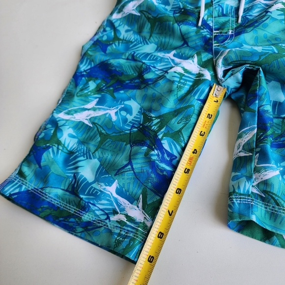 Gymboree Boys Bathing Suit Swim Trunks Sharks Blue Green White Size L (10-12) - Picture 3 of 12